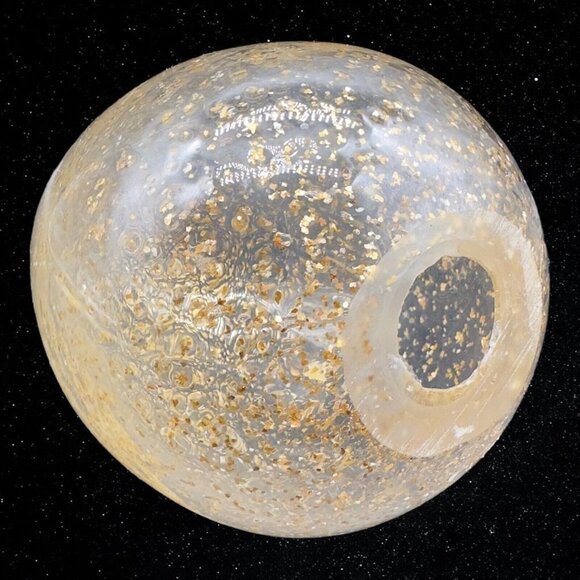 Art Glass Clear Copper Glitter Egg Shaped Decor Paperweight 5.5”T 4”W - Picture 3 of 5